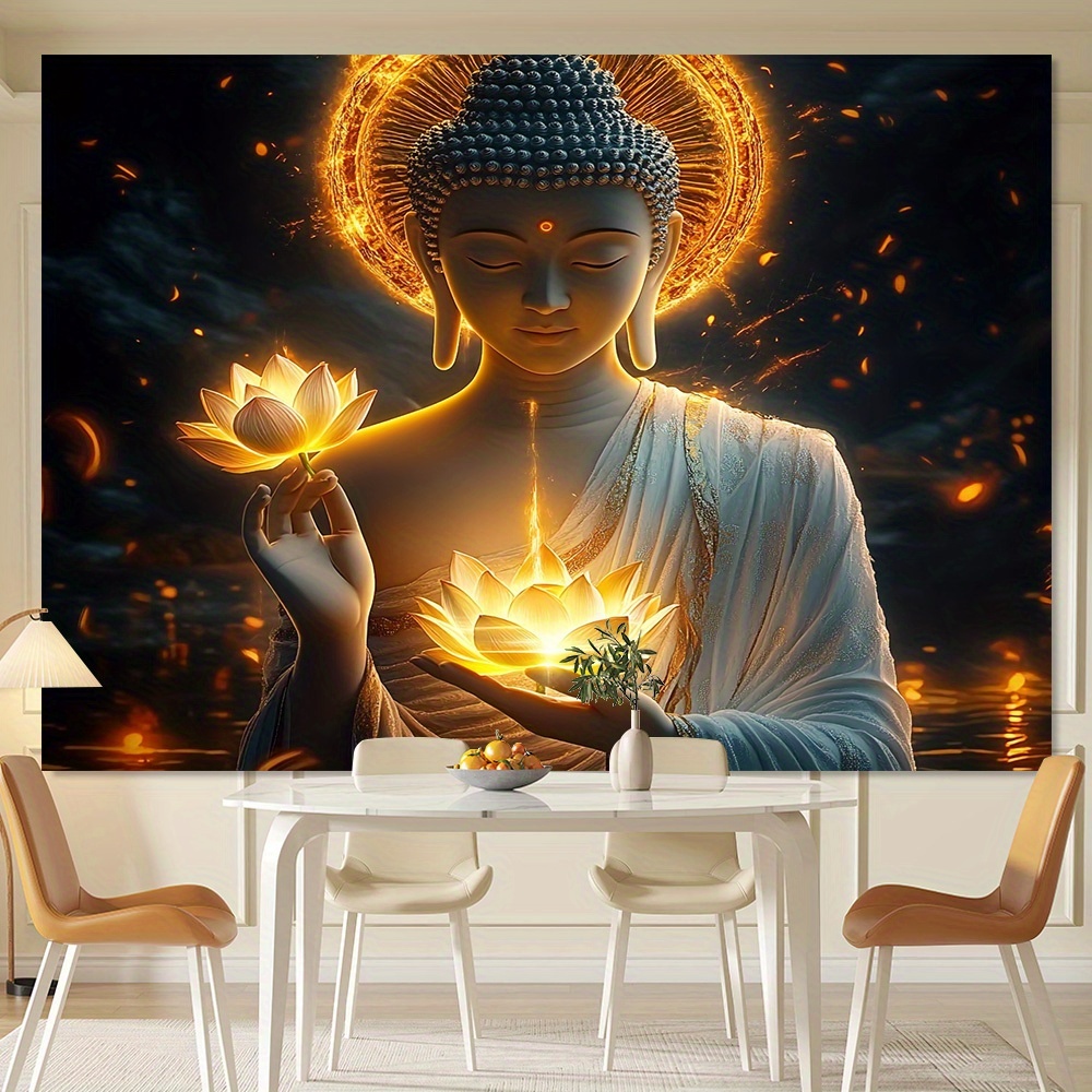 Interior Design Zen - Art mural Bouddha avec fleur de