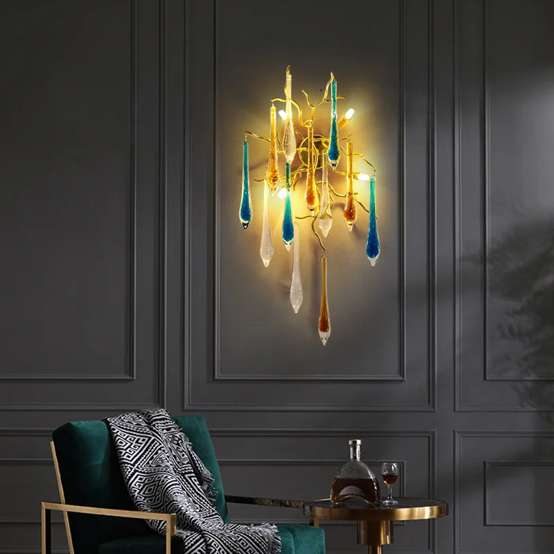 Interior Design Luxury Living Room - Lampes de plafond en cristal colorées