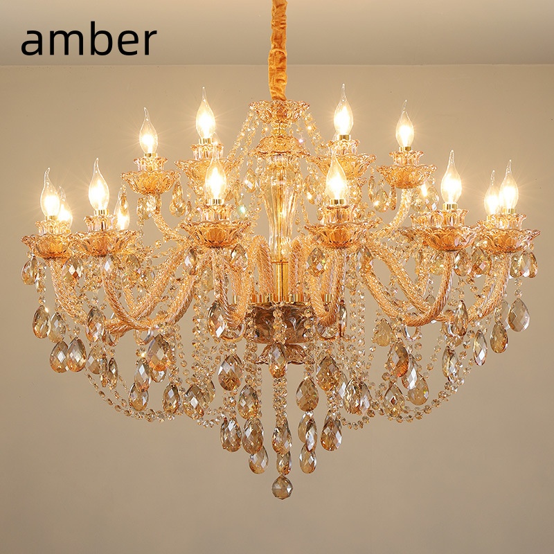 Interior Design Luxury Living Room - Lustre en cristal de luxe français