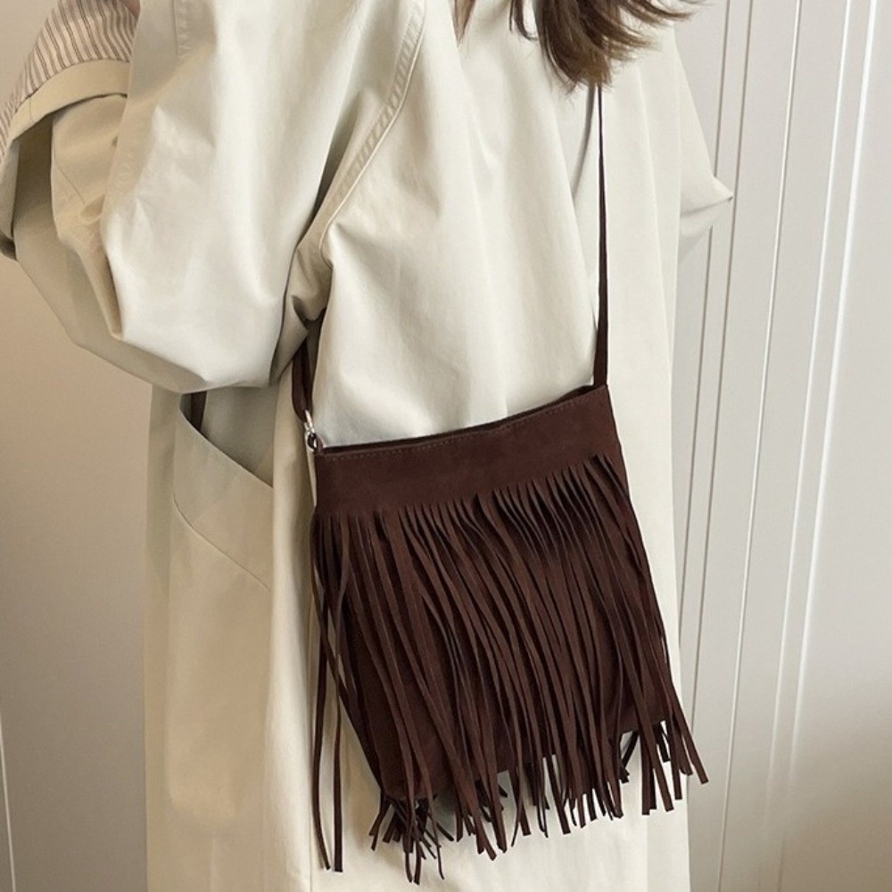 Interior Design Vintage Style - Sac à bandoulière rétro à franges,
