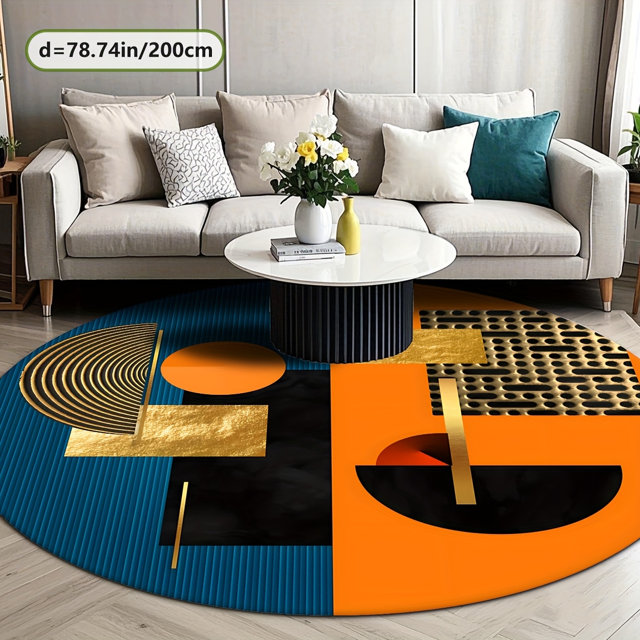 Tapis rond abstrait géométriqu - Interior Design Luxury Living Room avis et prix